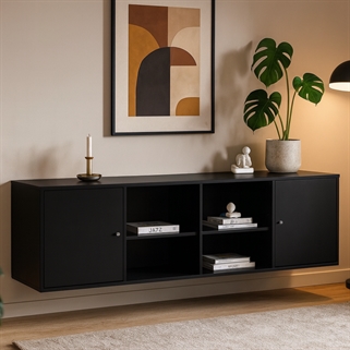 Mistral skænk i sort | 177 cm med 2 låger